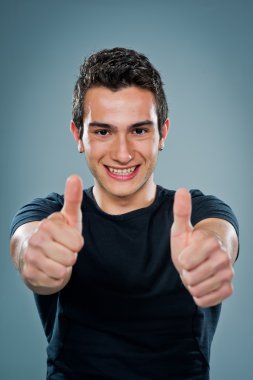 Teenager with Thums Up clipart
