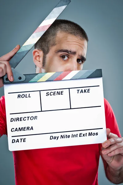 Man with a Cinema Slate — Stock Photo, Image