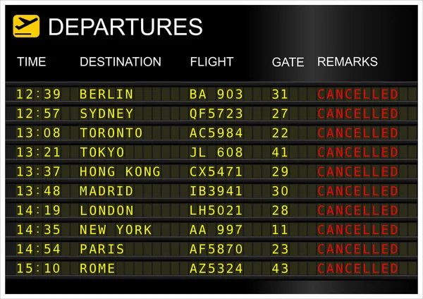 Flight departures board — Stock Photo, Image