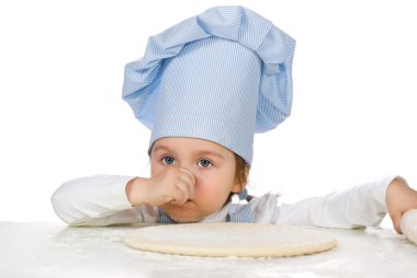 pizza hamuru ile kız