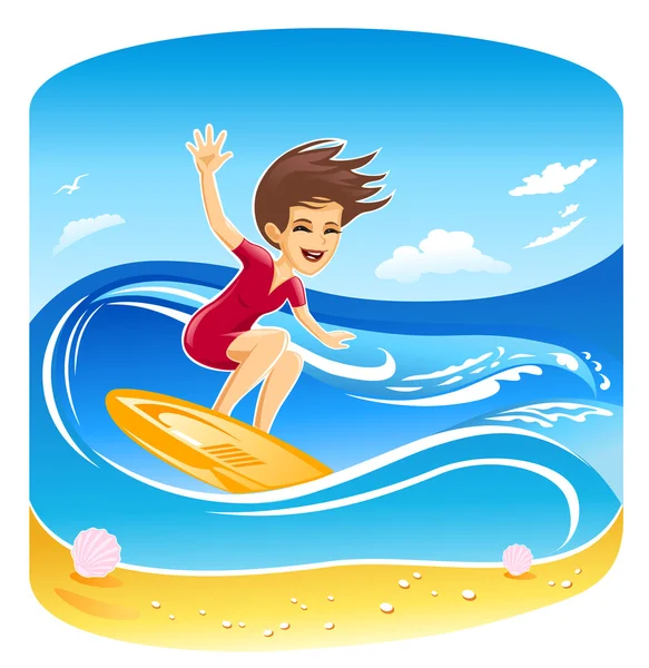 Girl Surfer Vector — Stock Vector