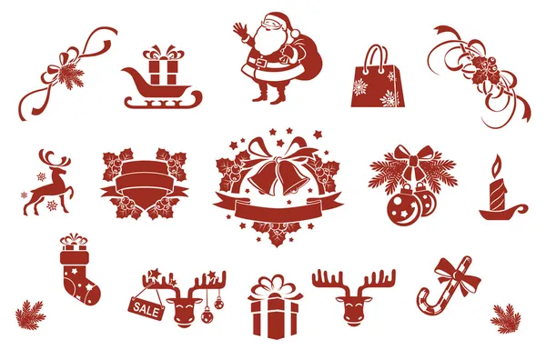 Set di elementi decorativi natalizi Illustrazione Stock