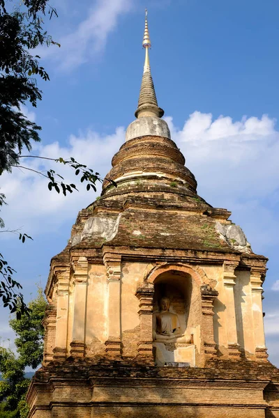 Wat Chet Yot Hét Pagoda Templom Egy Turisztikai Attrakció Chiang — Stock Fotó
