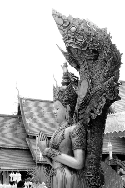 Monokrom Thailand Människa Silver Templet Wat Srisuphan Chiangmai — Stockfoto