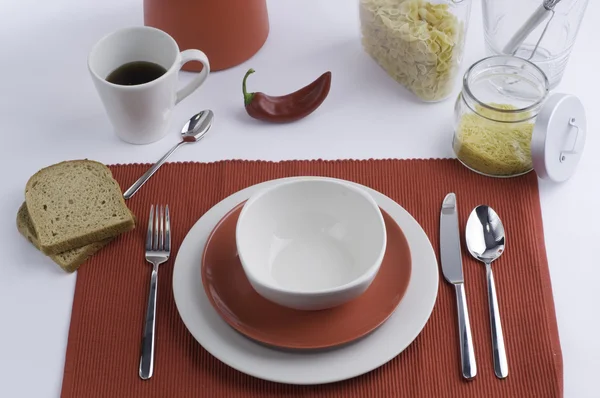 Table set for lunch and dinner — Stock Photo, Image