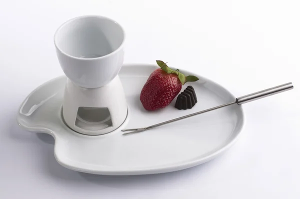 Conjunto de fondue e morango — Fotografia de Stock