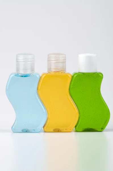 Three bottles of shampoo — Stock Photo, Image