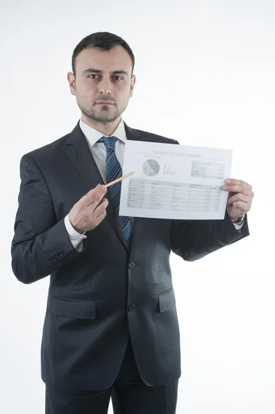 Businessman shows chart — Stock Photo, Image