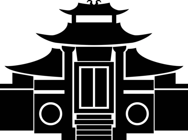 Confucianisme Tempel Aanbidding Building Black — Stockvector