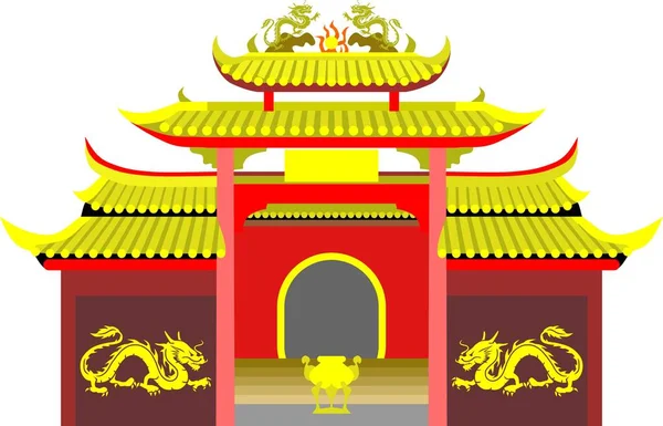 Confucianisme Tempel Aanbidding Gebouw Kleur — Stockvector