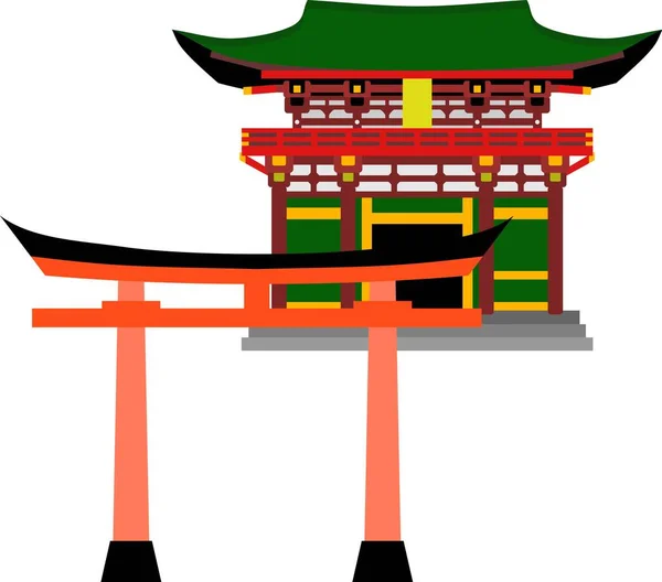 Shinto Tempel Aanbidding Gebouw — Stockvector