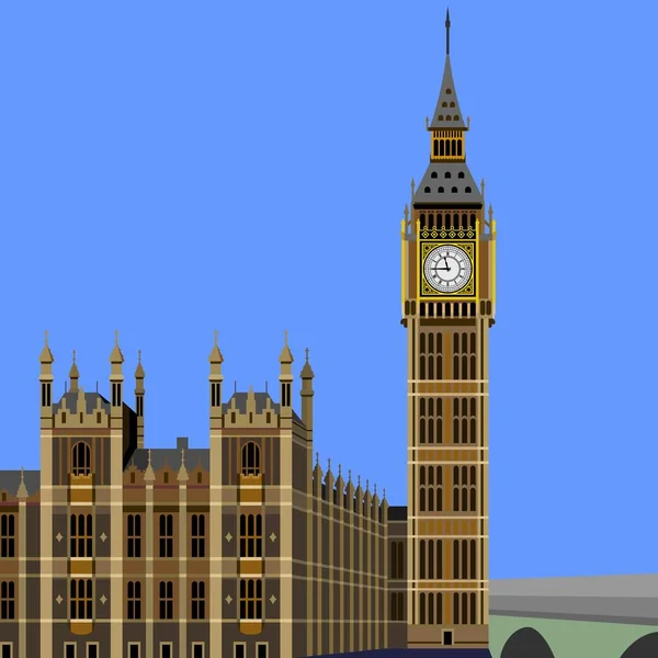 Bigben Tower London Ηνωμένο Βασίλειο Vector — Διανυσματικό Αρχείο