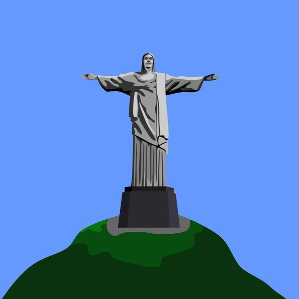 Cristo Redentor Brezilya Vektörü Heykeli — Stok Vektör