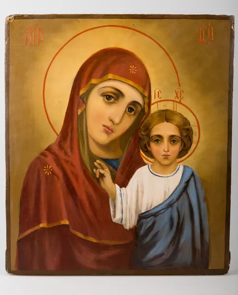 Ikona Panny Marie a dítě Kristus — Stock fotografie