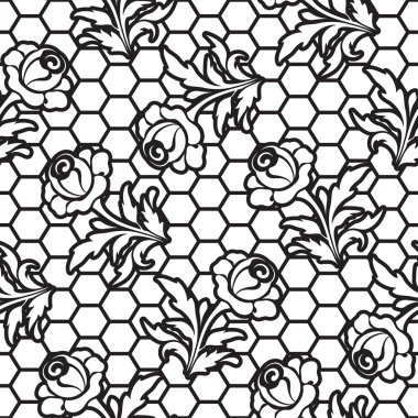 Seamless lace rose pattern clipart