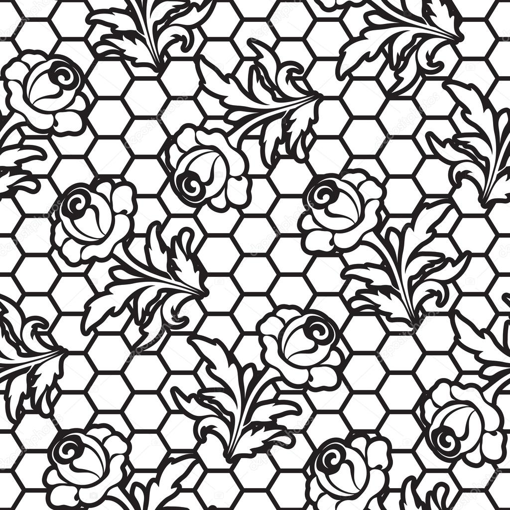 Seamless Lace Floral Pattern  Lace background, Floral pattern vector,  Downloadable art