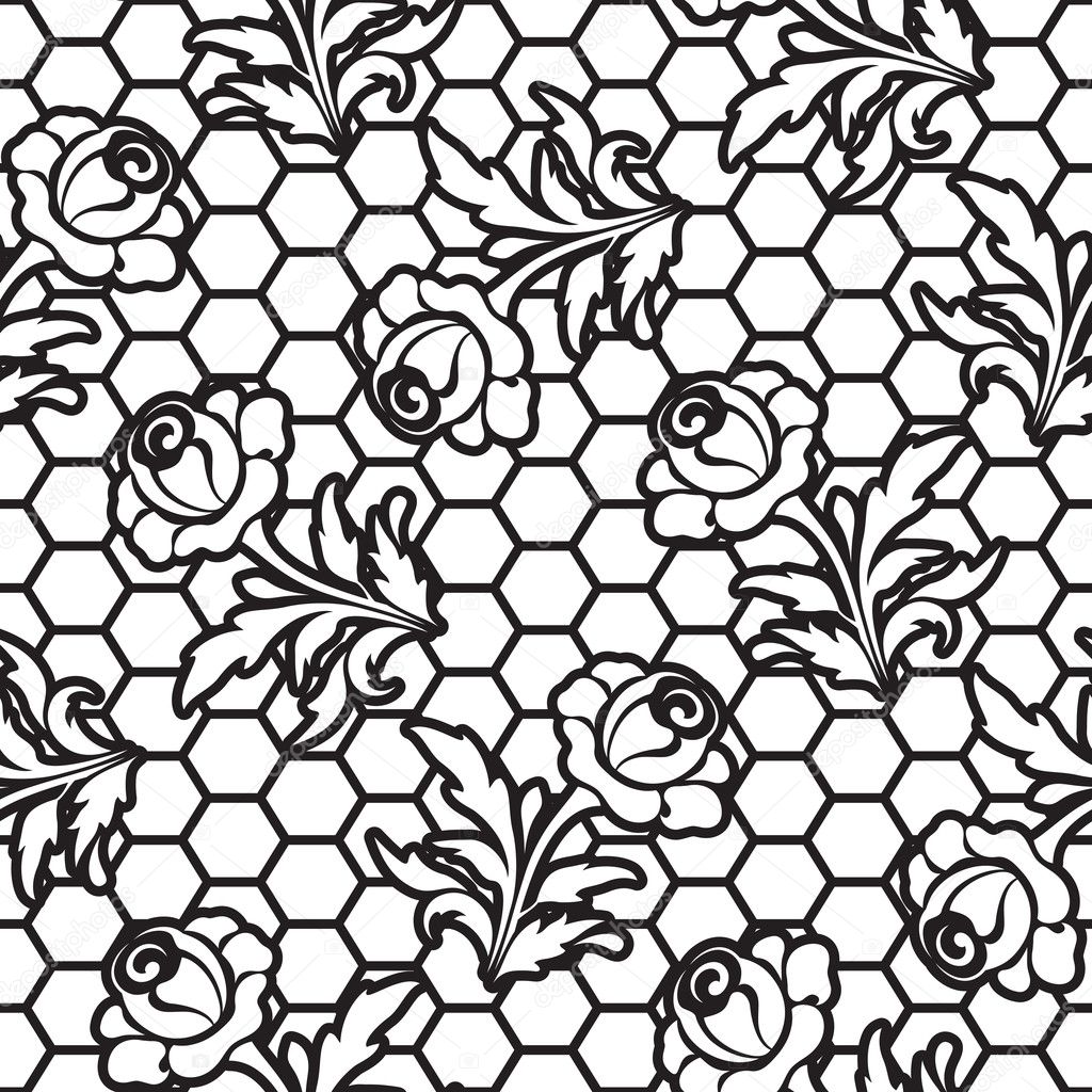 Seamless lace rose pattern