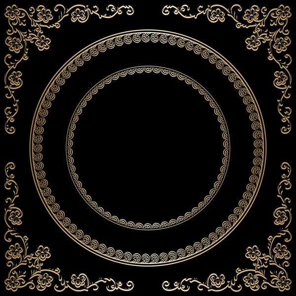 Cadre doré sur noir — Image vectorielle