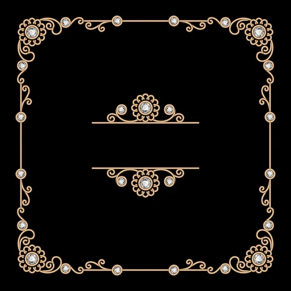 Square gold jewelry frame — Stock Vector