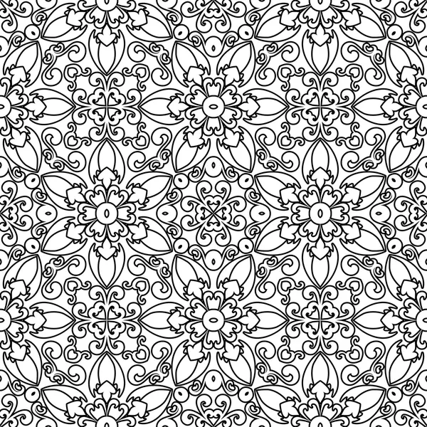 Zwart-wit bloemenpatroon — Stockvector