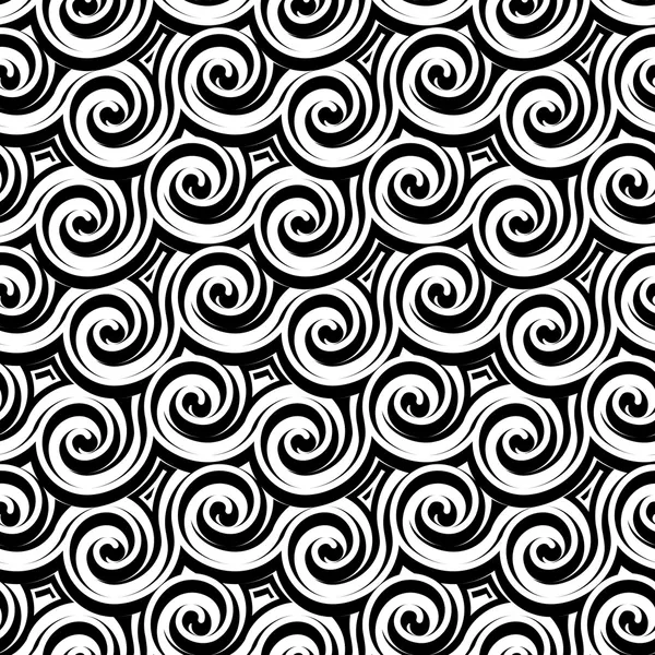 Zwart-wit krullend patroon — Stockvector