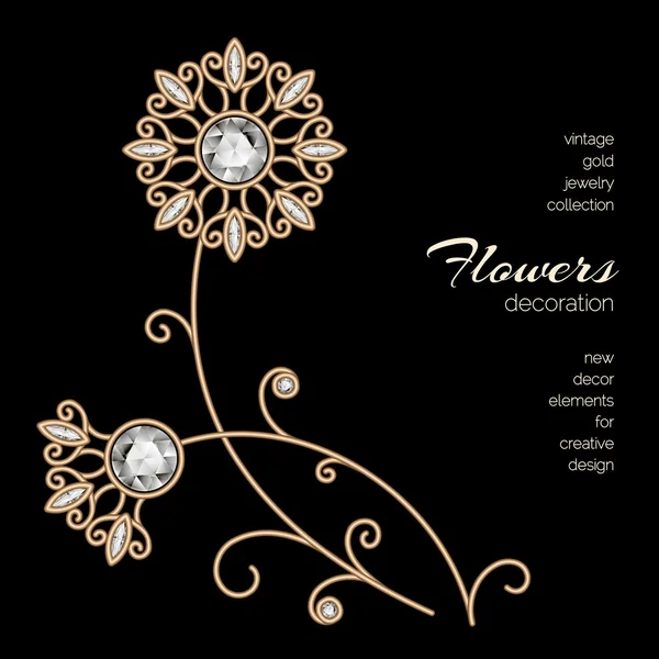 Joyas de oro flores — Vector de stock