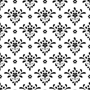 Black and white floral pattern clipart