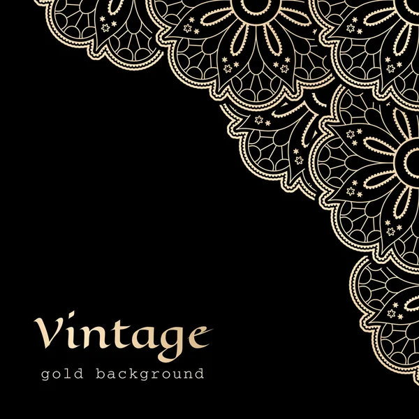 Vintage gold corner lace — Stock Vector