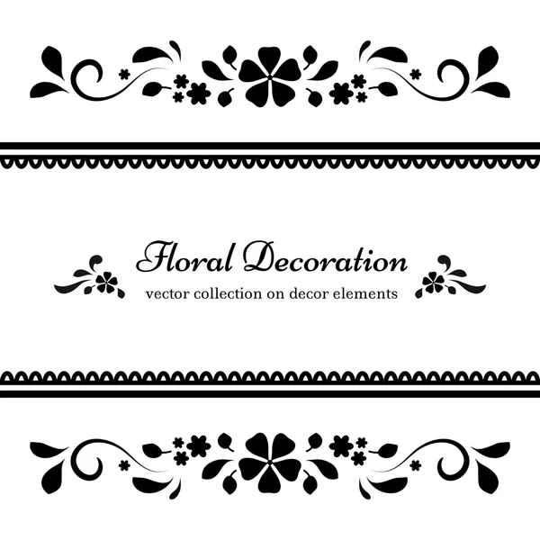 Cadre floral noir et blanc — Image vectorielle