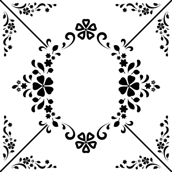 Marco decorativo blanco y negro — Vector de stock