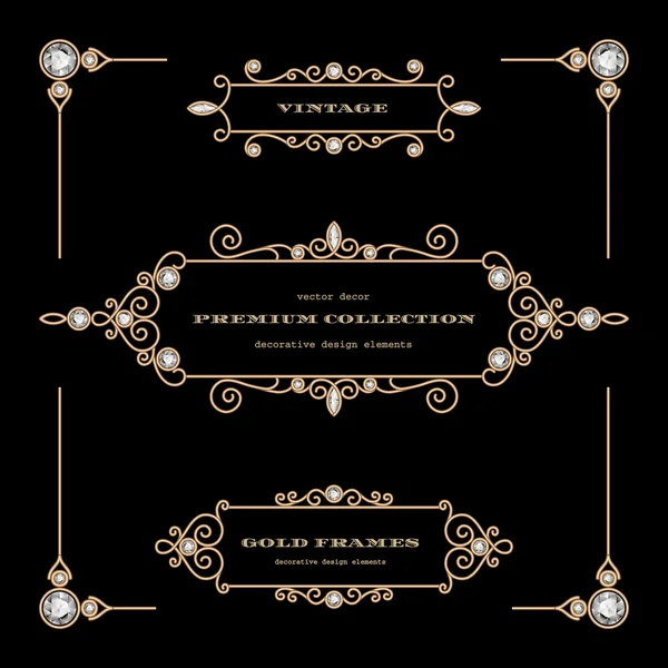 Set gouden sieraden frames — Stockvector