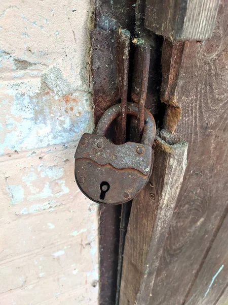 Old Lock Wooden Door — Stock Photo, Image