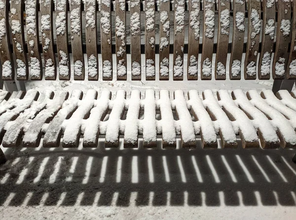 Snowy City Bench Texture Winter — 图库照片