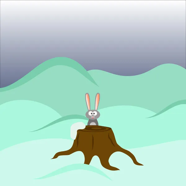 兔和树桩 — 图库矢量图片