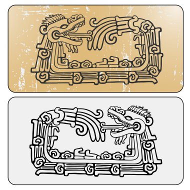 Çift maya yılan quetzalcoatl ouroboros