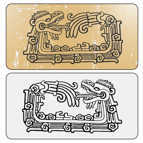 Dupla maya kígyó Quetzalcoatl ouroboros — Stock Vector