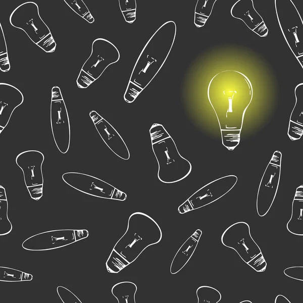 Light bulbs dark seamless — Stock Vector