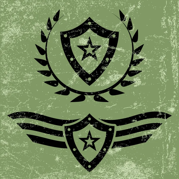 Emblemas grunge estilo militar — Vetor de Stock