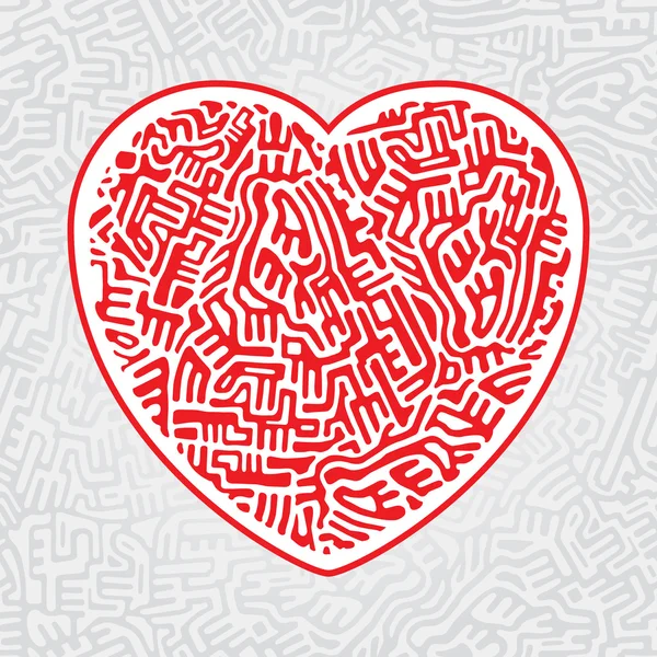 Labyrinth heart seamless — Stock Vector