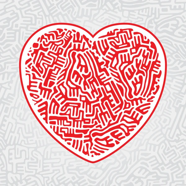 Labyrinthe coeur sans couture — Image vectorielle