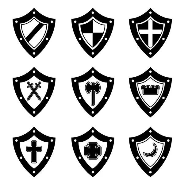 Shields black set — Stock Vector