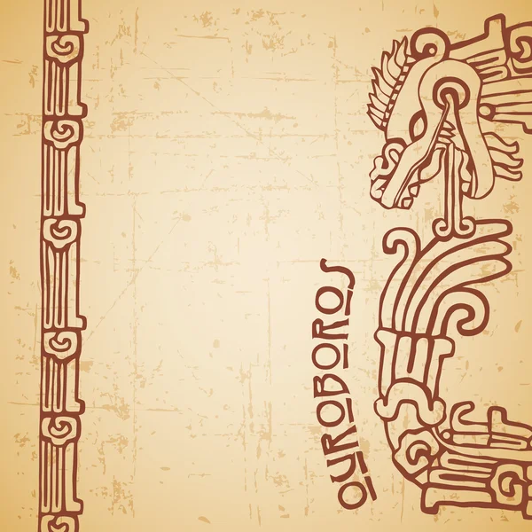 Serpiente Maya Quetzalcoatl ouroboros mitad — Archivo Imágenes Vectoriales