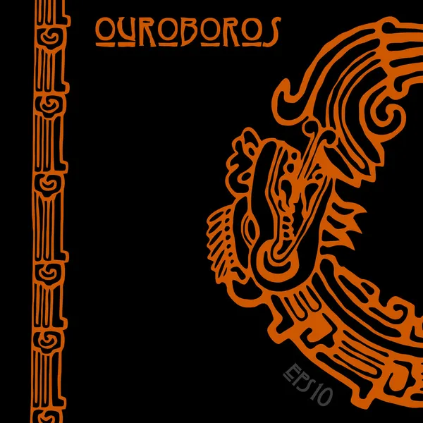 Maya snake quetzalcoatl ouroboros helft — Stockvector