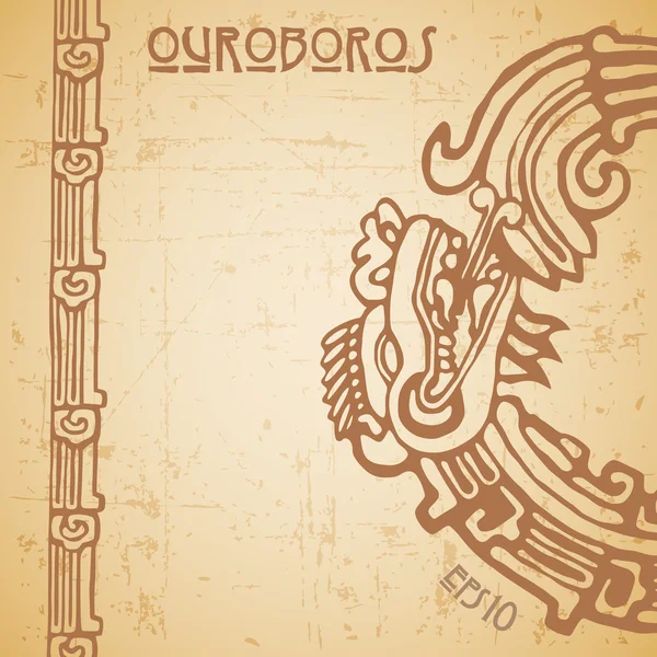 Maya yılan ouroboros quetzalcoatl yarı — Stok Vektör