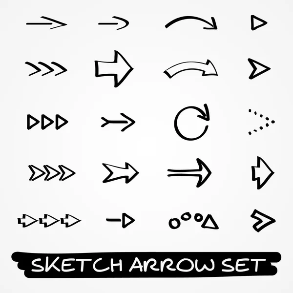 Sketch arrow set — Stock Vector