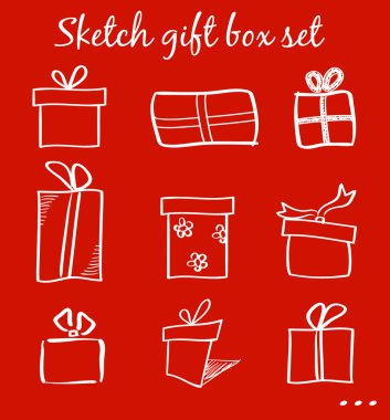 hediye kutuları kümesi kroki