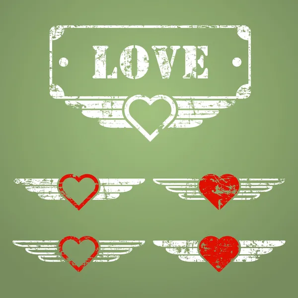 Emblèmes amour de style militaire — Image vectorielle