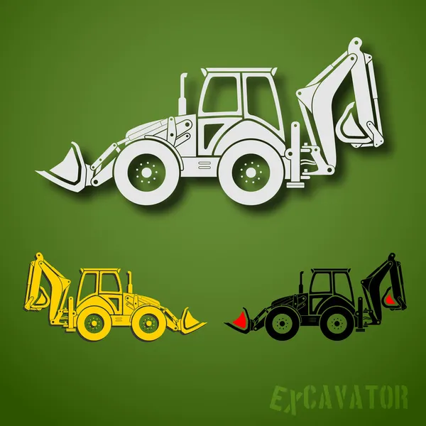 Excavator set — Stock Vector