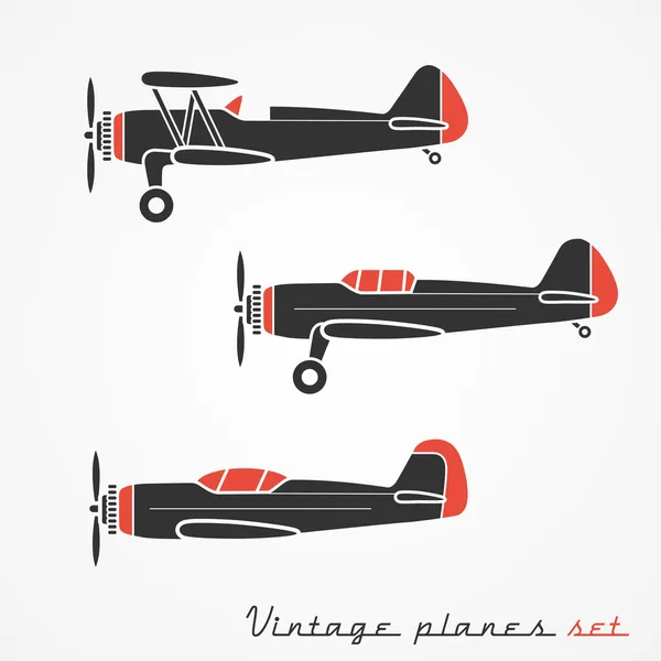 Avions vintage ensemble — Image vectorielle