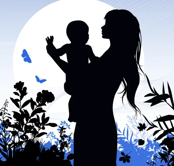 mutlu bir aile - kadın ve çocuk.